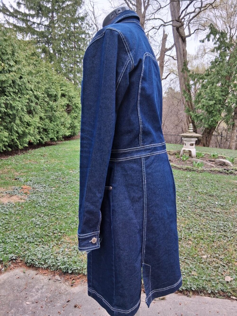 Women's Dark Blue Denim Button-Front Dress Jacket LOGIK Size Large - Picture 5 of 8